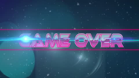 Retro Neon Game Over Screen Digital Theme