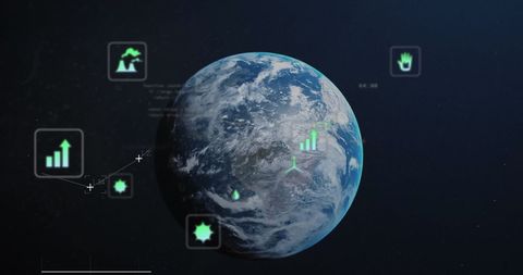 Digital Data Icons Over Revolving Earth Globe - Download Free Stock Images Pikwizard.com