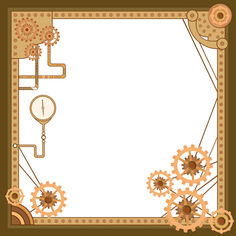 Steampunk gear border antique transparent backdrop