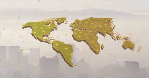 Digital Global Map Overlay on Urban Cityscape - Download Free Stock Images Pikwizard.com