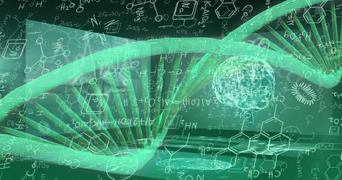 Dynamic DNA Structure with Science Formulas Concept