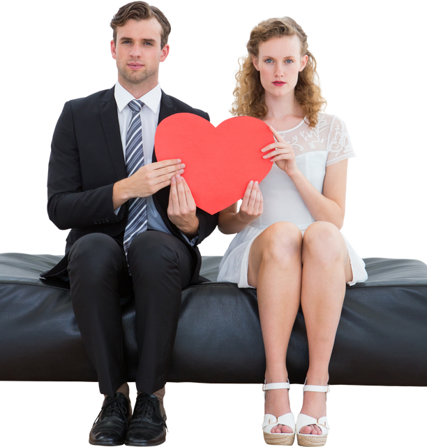 Transparent Couple Sitting on Sofa Holding Red Heart in Hands - Download Free Stock Videos Pikwizard.com