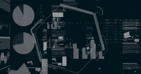 Hexagonal Framework over Digital Scheme Stock Analysis - Download Free Stock Images Pikwizard.com