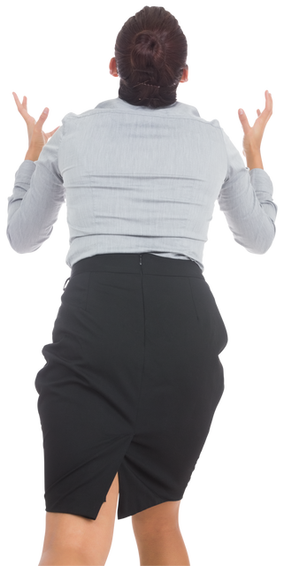 Frustrated Female Business Professional Raising Hands on Transparent Background - Download Free Stock Videos Pikwizard.com