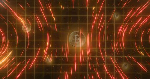Cryptocurrency Bitcoin Symbol with Dynamic Lights and Grid - Download Free Stock Images Pikwizard.com
