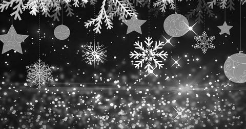Festive Silver Snowflakes on Sleek Black Background Celebrating Holidays - Download Free Stock Images Pikwizard.com