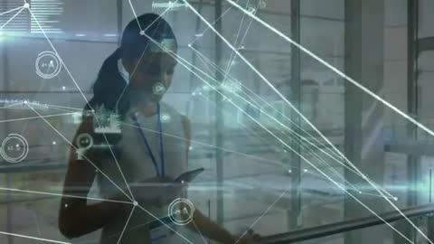 Futuristic Professional Interacting with Augmented Reality on Smartphone