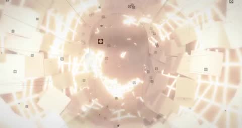 Futuristic 3D Cyber Head with Spiraling Cubes