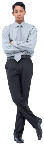 Confident Biracial Man in Business Attire on Transparent Background