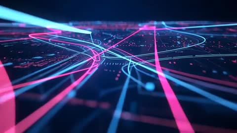 Ambient Movement over Neon Data Grid