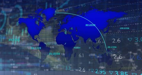 Digital World Map and Financial Data Overlay Technology Background - Download Free Stock Images Pikwizard.com
