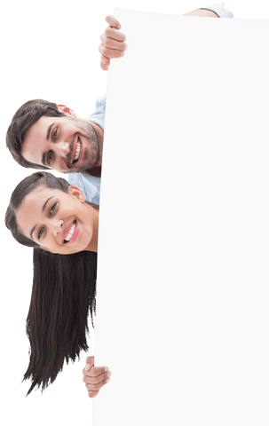 smiling couple holding transparent board for message - Download Free Stock Videos Pikwizard.com