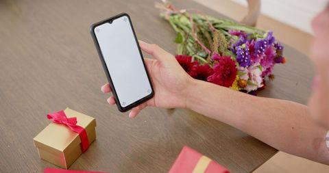 Smartphone Video Call with Floral and Gift Display Bryight Painting