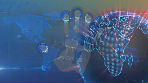 Handprint and World Map Overlayed on Digital Globe Animation