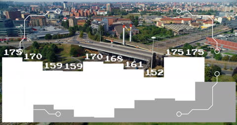 Digital Data Interface Overlay Cityscape Skyline