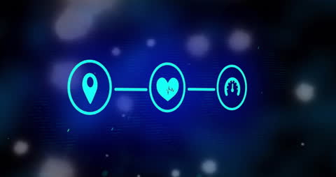 Digital Technology Icons in Animated Connection Concept