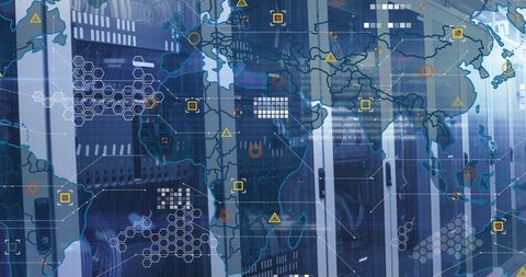 Global Circuit Board Overlay in Modern Data Center - Download Free Stock Images Pikwizard.com