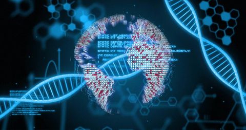 Futuristic DNA and Data Process Conceptual Background - Download Free Stock Images Pikwizard.com