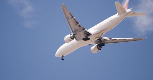 Passenger Airplane Flying Against Clear Blue Sky - Download Free Stock Images Pikwizard.com