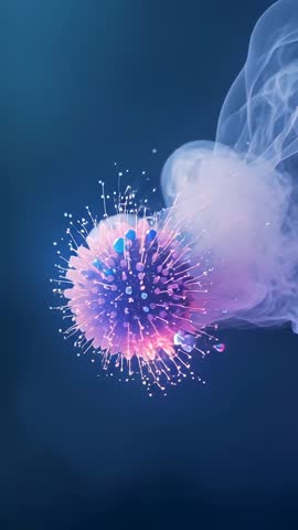 Drifting bioluminescent orb with trailing veil rotating in vertical video