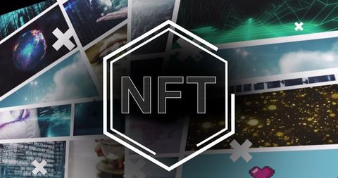 Nft digital grid with diverse data background