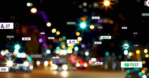Social Media Engagement Icons Blending With Night City Lights - Download Free Stock Images Pikwizard.com