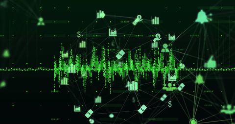 Digital Data Network with Financial and Business Icons - Download Free Stock Images Pikwizard.com
