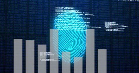 Cybersecurity Dashboard with Fingerprint and Data Analytics Interface