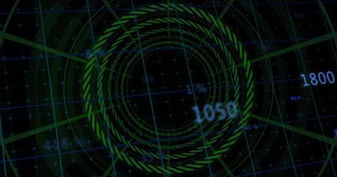 Futuristic Digital Interface with Green Concentric Design