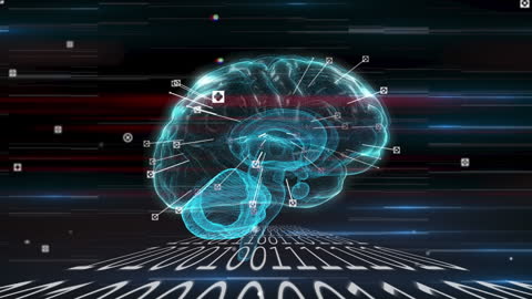 Futuristic Digital Brain with Data Flowing Concept
