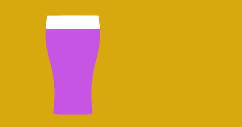 Colorful Purple Beverage with Frothy Top on Yellow Background