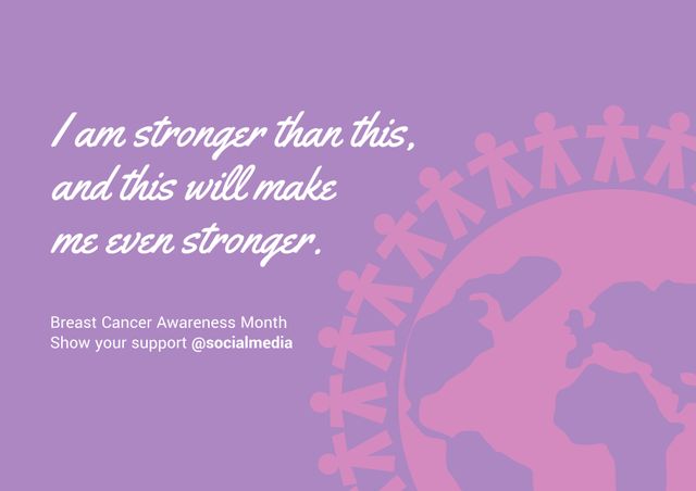 Empowering Message for Breast Cancer Awareness with Unity Symbol - Download Free Stock Templates Pikwizard.com