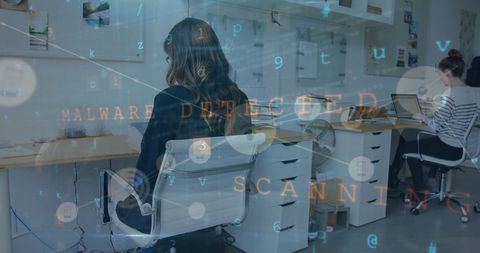 Office Team Responds to Malware Security Alert on Monitors