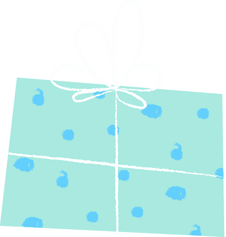 Teal gift box with white ribbon on transparent background