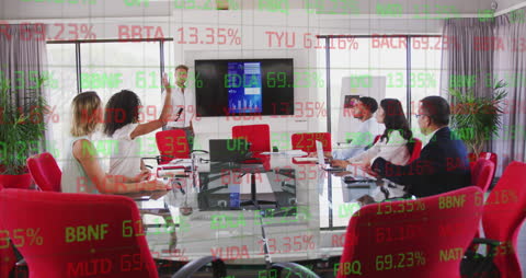 Business Meeting with Digital Data Overlay STEM Concept