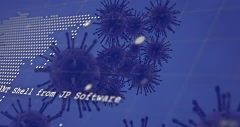 Global Pandemic Concept with Virus Cells on Digital Map