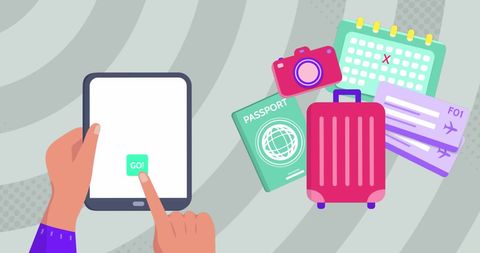 Travel Planning with Digital Tablet Interface Icons - Download Free Stock Images Pikwizard.com