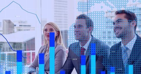 Business Team Analyzing Digital Data with Futuristic Graphs - Download Free Stock Images Pikwizard.com