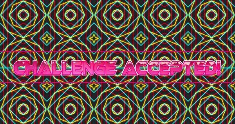 Challenge accepted text on retro digital geometric background