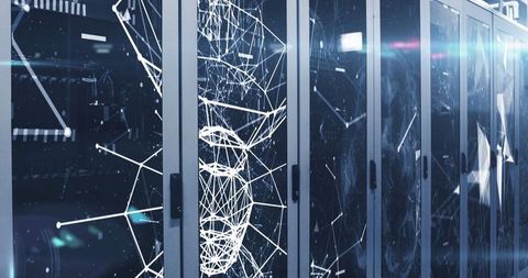 Futuristic Data Networks Over Server Racks in Modern Datacenter - Download Free Stock Images Pikwizard.com