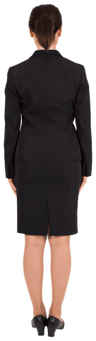Transparent Businesswoman Standing in Formal Black Suit