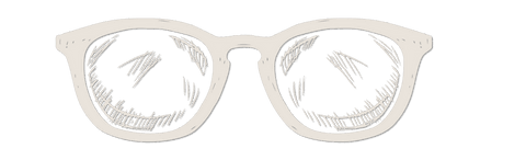 Hand-drawn transparent eyeglasses illustration on white background