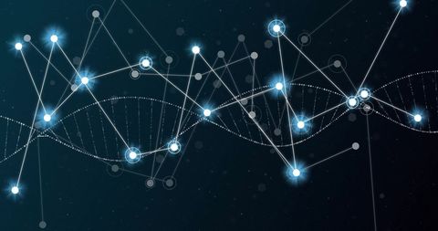 abstract digital network with dna strand and glowing connections - Download Free Stock Images Pikwizard.com