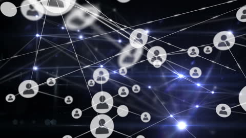 Digital Network of People Icons Connected by Lines