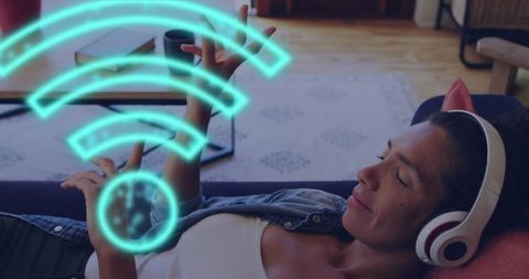 Relaxed Woman Enjoying Wireless Headphones - Download Free Stock Images Pikwizard.com