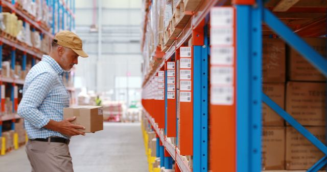 Warehouse Worker Organizing Boxes on Shelves - Download Free Stock Images Pikwizard.com