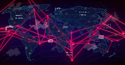 Global Data Networks with Technology Links and Analytics - Download Free Stock Images Pikwizard.com