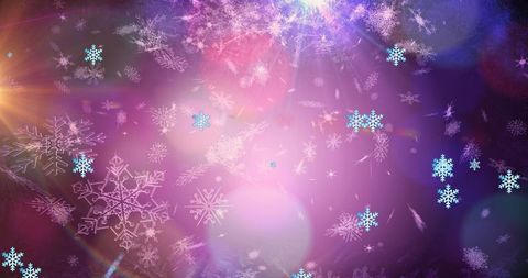 Festive Light Flare with Snowflakes on Purple Background - Download Free Stock Images Pikwizard.com