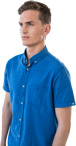 thoughtful man wearing blue shirt on transparent background - Download Free Stock Videos Pikwizard.com