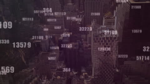 Digital Data Flowing Over Urban Cityscape